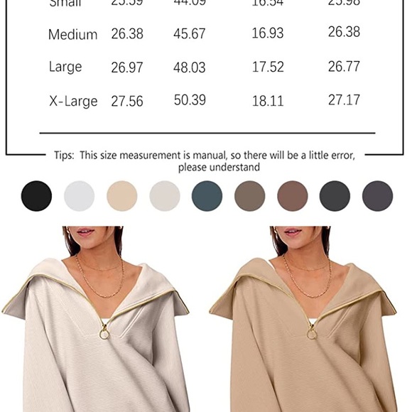 Half Zip Pullover Sweatshirts for Women Oversized Quarter Zipper Pullover Hoodie - Picture 2 of 3